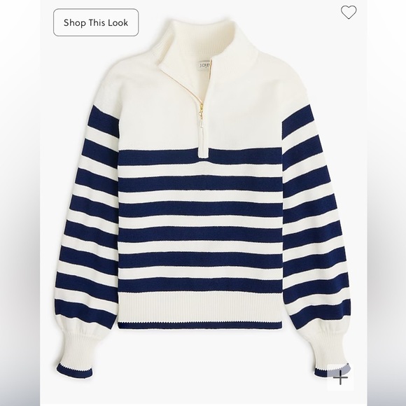 J crew Striped half-zip sweater with pearl zipper - Picture 3 of 6